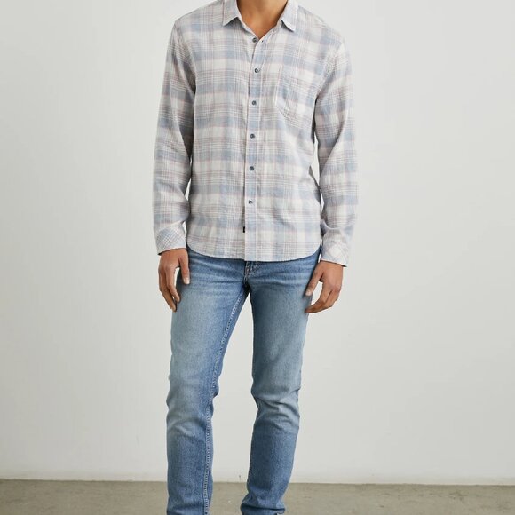 NWT RAILS Wyatt shirt Cobalt Flamingo Melange Men's Long Sleeve Button Down XL - Picture 5 of 7